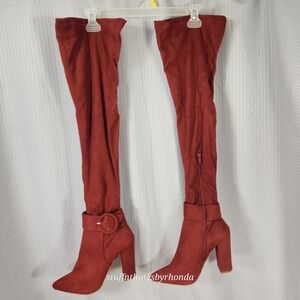 Shoedazzle "Darla" Over The Knee Boots Dark Brick / Maroon Size 9 W/Box